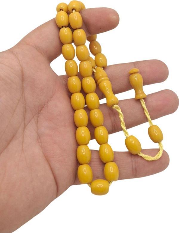 Han Ticarethane Sarı Fıçı Kesim Çubuk Malzeme Sıkma Kehribar Tesbih - Image 1