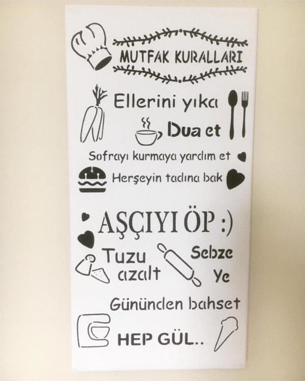 Hobimiz İşimiz Mutfak Kuralları - 1. Sınıf Kalite Tuval Üzerine - Image 1