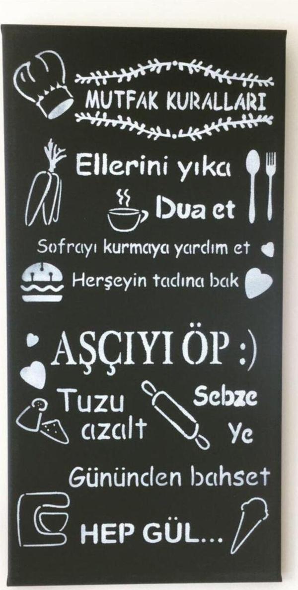 Hobimiz İşimiz Mutfak Kuralları Panosu - 1. Sınıf Kalite Tuval - Image 1