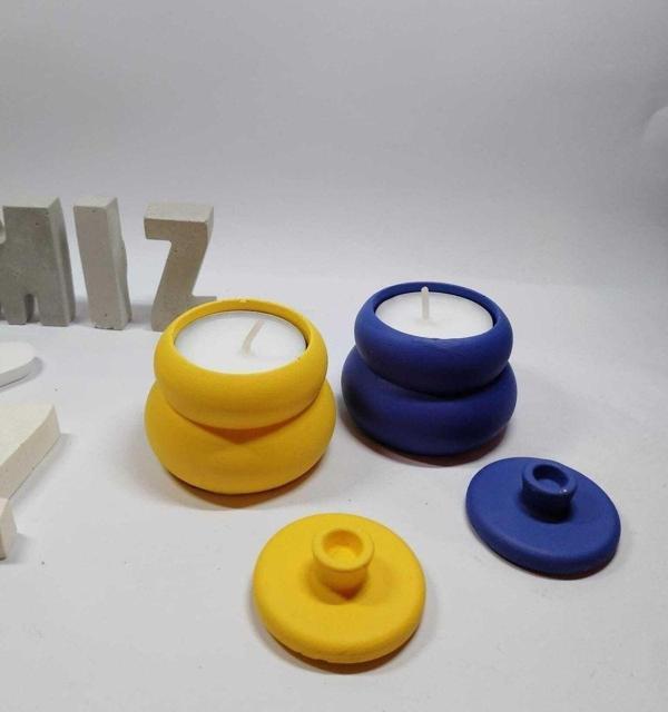 Hobimiz İşimiz Sarı - Şamdan&Tealight Mumluk - Mum Kapaklı Sarı Mumluk - Image 1