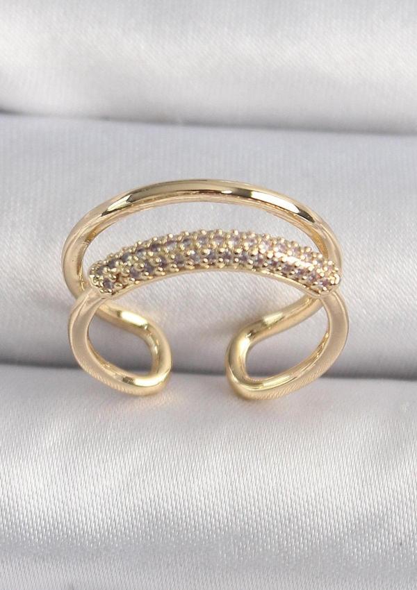 Gold Renk Zirkon Taşlı Kadın Yüzük - EBJ241214W29983 - Image 1