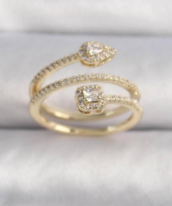 Gold Renk Zirkon Taşlı Ok Model VIP Seri Kadın Yüzük - EBJ241214W29993 - Image 1