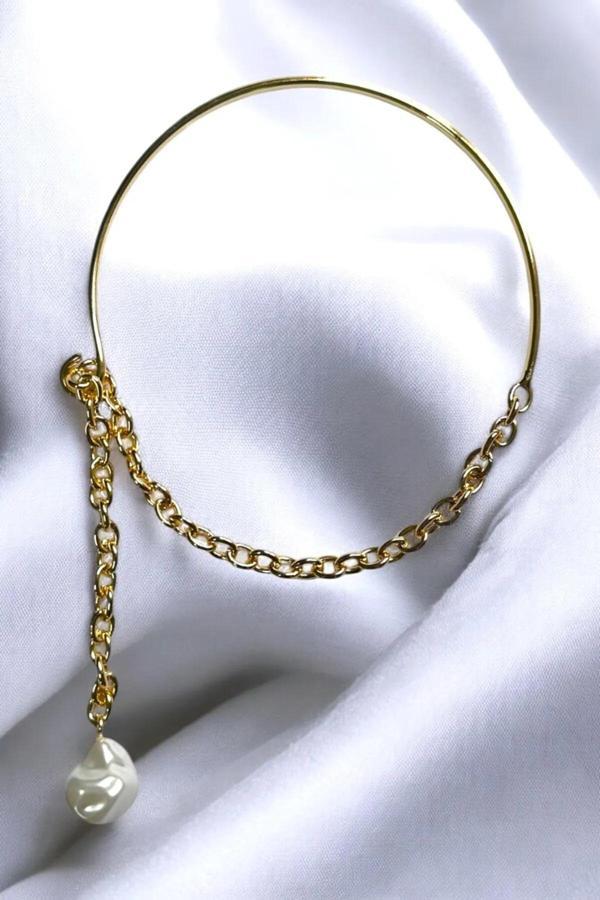 BAROK İNCİLİ ZİNCİR CHOKER KOLYE - Image 1