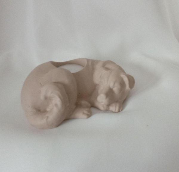 Hobimiz İşimiz %100 Beton Köpek Tealight Mumluk - Sütlü Kahve - Mum Hediyeli - Image 1