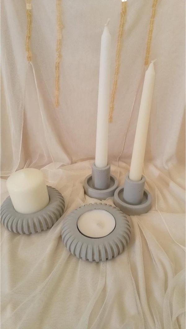 Hobimiz İşimiz Beton 4'Lü Takım. Tealight-Silindir-Şamdan Mumlar Hediyedir - Image 1