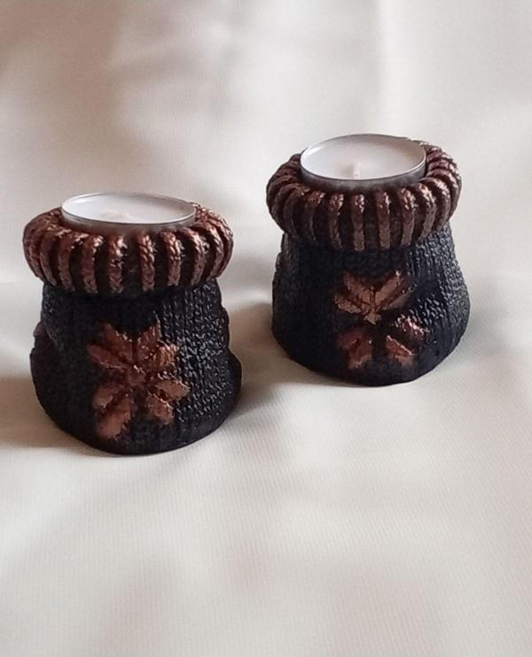 Hobimiz İşimiz Çorap Görünümlü Tealight Mumluk - %100 Beton - Mumlar Hediyedir - Image 1