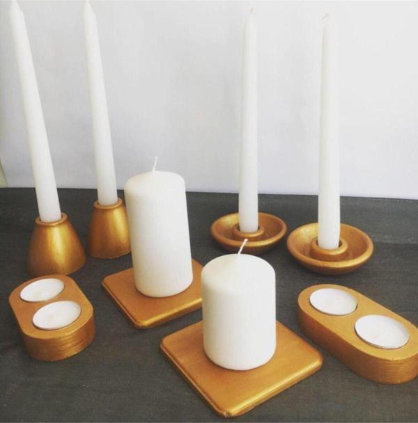 Hobimiz İşimiz Gold Serisi - Mumluk Seti 8'Li - Tealight - Silindir - Şamdan - - Image 1