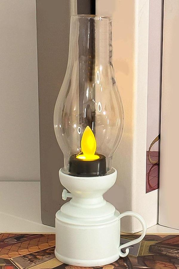 Ecuy Dekoratif Eski Gaz Lamba Görünümlü Alev Efektli Pilli Led Lamba  18 Cm - Image 1