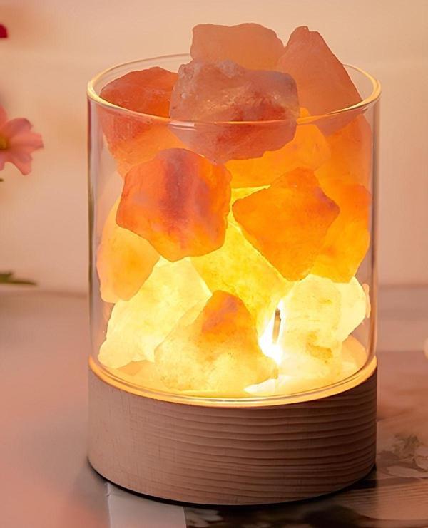 Ecuy Kaya Tuz Lambası Led Işıklı Himalaya Tuz Taşı Gece Lambası Doğal Hava Arıtma Ev Dekorasyon Lambası - Image 1