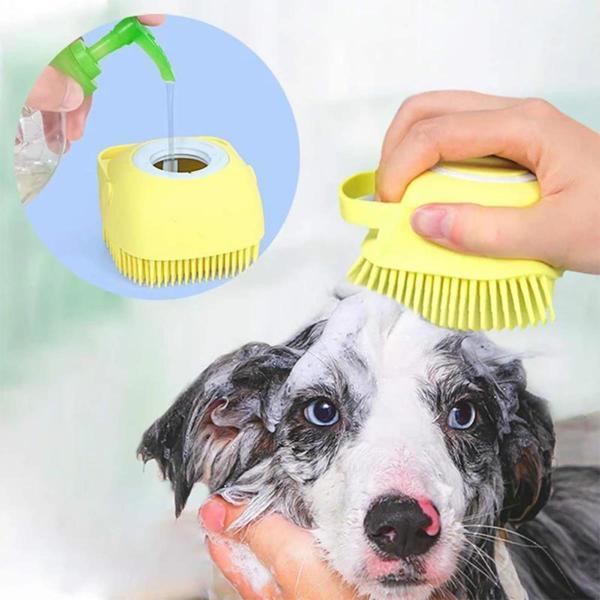 KEDİ KÖPEK MASAJ YIKAMA FIRÇASI ŞAMPUAN HAZNELİ - Image 1