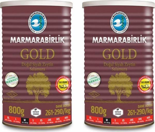 MarmaraBirlik Gold Teneke Zeytin 800 gr x 2 Adet - Image 1