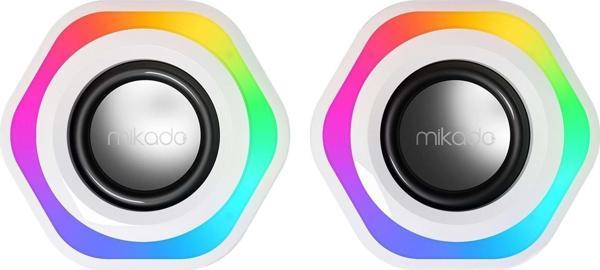Mikado MD-176 2.0 3W*2 Beyaz RGB Aydınlatmalı USB + 3.5mm USB 5V Speaker Hoparlör - Image 1