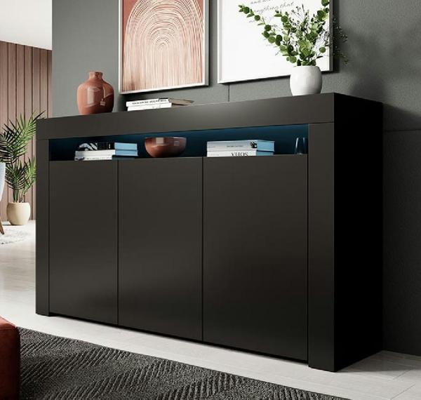 Konsol Led Aydınlatmalı Şık Büfe Modern Ve Zarif Konsol Siyah Mat Büfe - Image 1