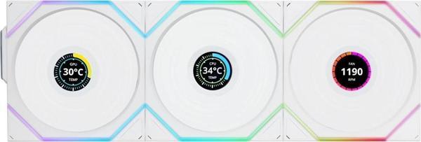 Lian Li UNI FAN REVERSE TL WIRELESS LCD 3x120mm Beyaz Kasa Fanı (G99.12RTLLCD1W3W.00) - Image 1