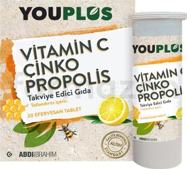 Youplus Vitamin C Çinko Propolis 20 Efervesan Tablet - Image 1
