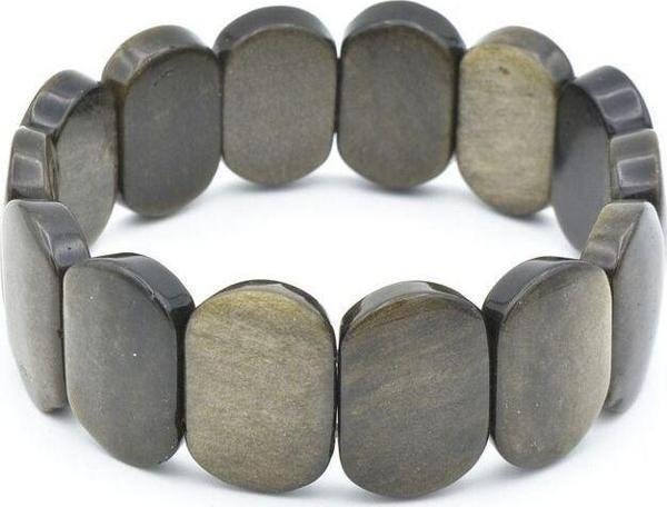 Rolex Model İri Kesim Hakiki Gold Obsidyen Taşı Bileklik - Image 1