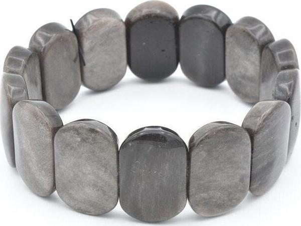Rolex Model İri Kesim Hakiki Rainbow Obsidyen Taşı Bileklik - Image 1
