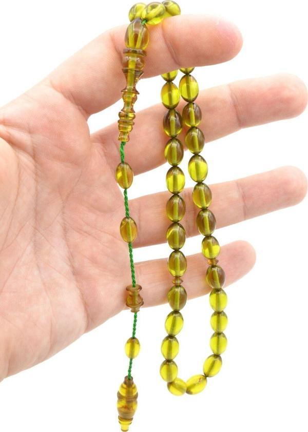 Ebu Zeyn Usta Yapımı Günlük Boy Arpa Kesim Yeşil Katalin Tesbih - Image 1