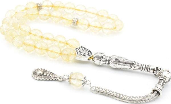 Faset Kesim Hakiki Doğal Sitrin Taşı Tesbih 8 Mm - Image 1