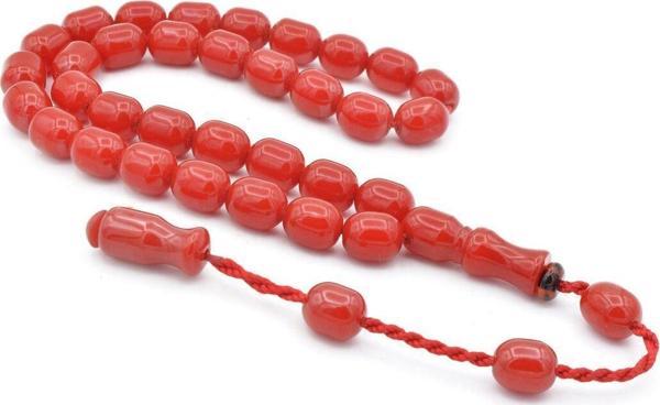 Şükrü Baba Yapımı Fıçı Model Turuncu Sıkma Kehribar Tesbih - Image 1