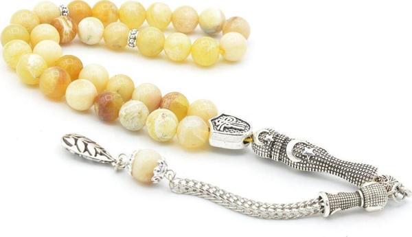 Hakiki Doğal Sarı Opal Taşı Tesbih 8 Mm - Image 1