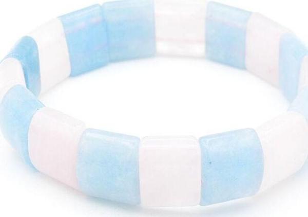Rolex Model Hakiki Pembe Kuvars Akuamarin Taşı Bileklik - Image 1