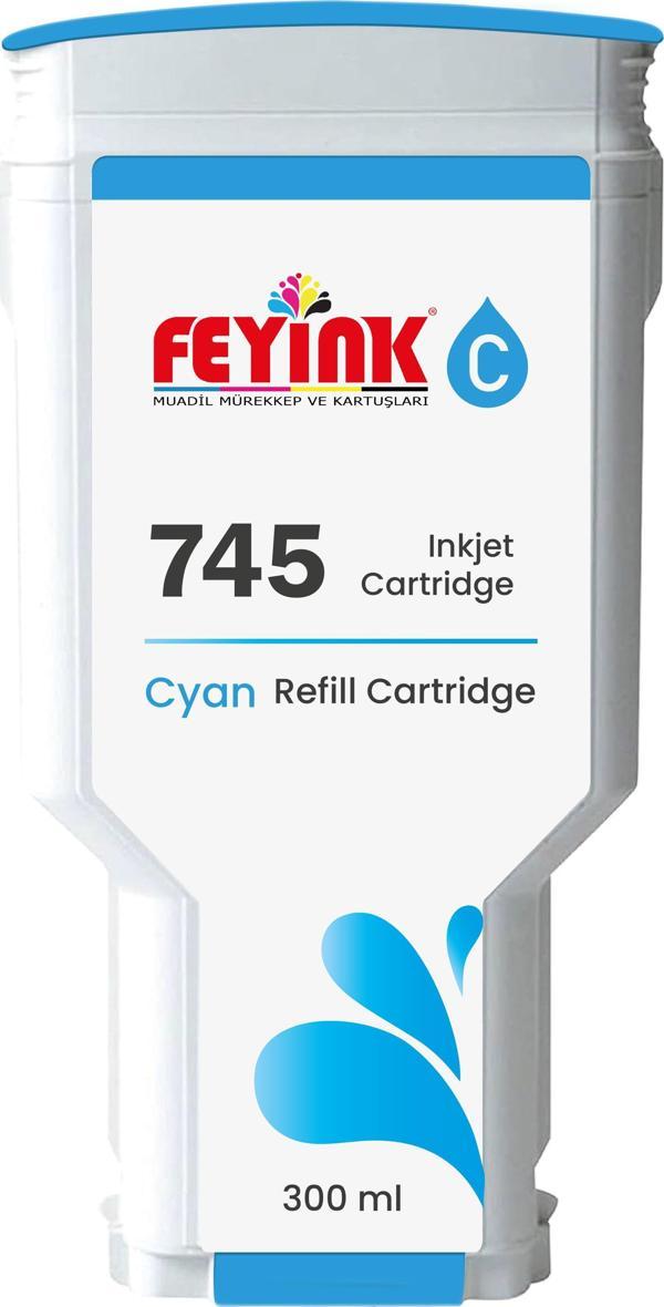 ® HP 745 Cyan (C) Orijinal Mürekkep Dolumlu Feyink Kartuş 300 ml Mavi, Uyumlu Makineler: Z2600, Z5600 - Image 1