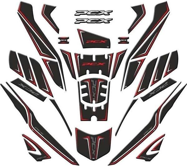 Gogo Tank Pad 003 37 Parça Honda Pcx 125 2025 Siyah Kırmızı Beyaz - Image 1
