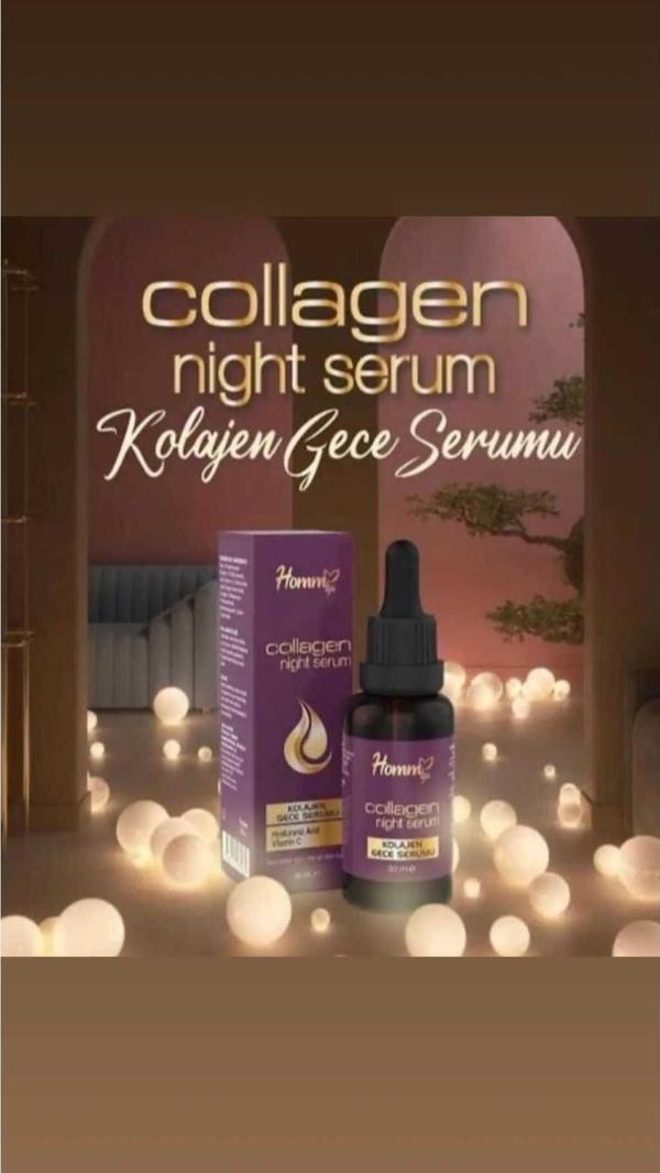 Homm Bitkisel Kolajen Gece Serumu 30 Ml Tüm Cilt Tipleri İçin - Image 1