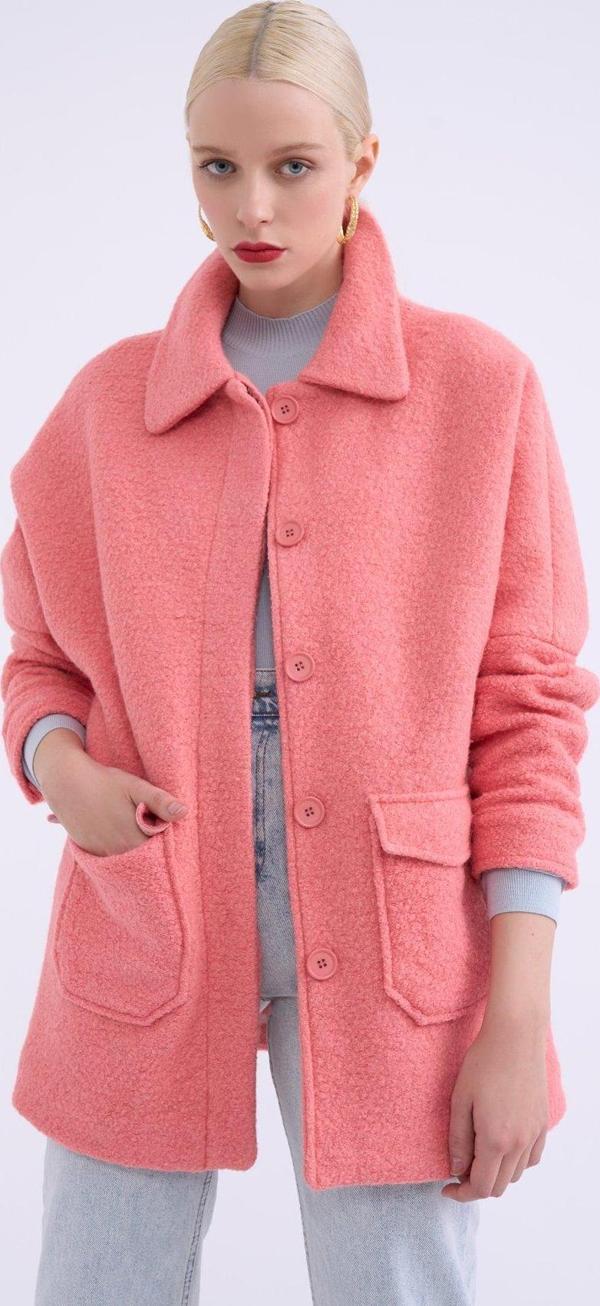 Cep Detaylı Buklet Kaban - Pudra - Image 1