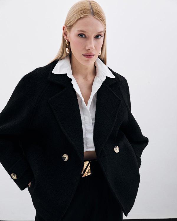 Buklet Kısa Kaban - Siyah - Image 1