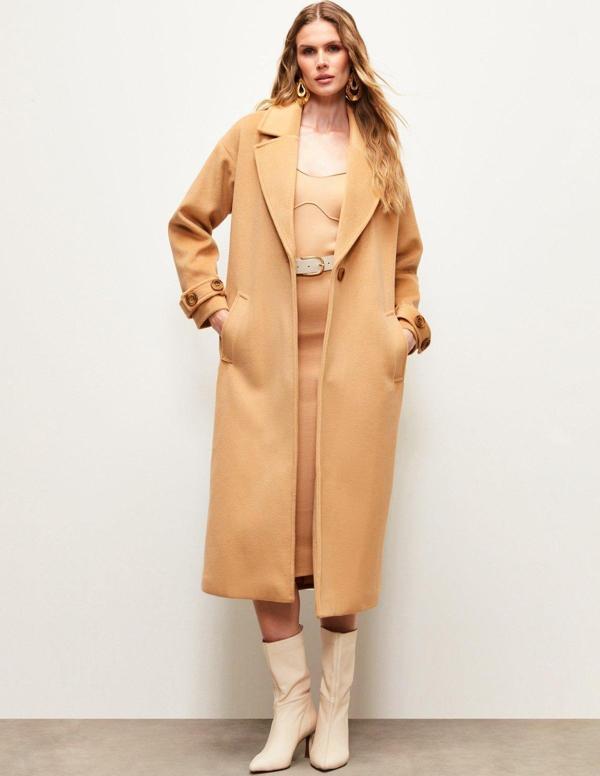 Kol Kemer Detaylı Salaş Kaban - Camel - Image 1