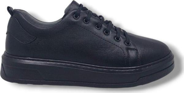 Zerhan 1453 Erkek Siyah Hakiki Deri Casual Ayakkabı - Image 1