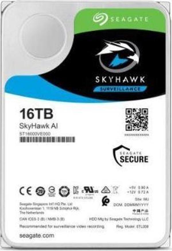 16 TB SEAGATE 3.5 SKYHAWK SATA3 SV35 7200RPM 256MB 7/24 GUVENLIK ST16000VE002 (RESMI DISTI GARANTILI) - Image 1