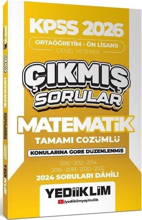 Yediiklim 2026 KPSS Lise Ortaöğretim Ön Lisans Matematik Çıkmış Sorular Konularına Göre Çözümlü Yediiklim Yayınları - Yediiklim Yayınları - Image 1