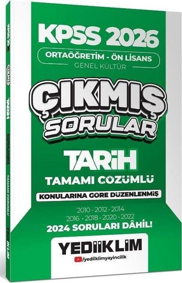 Yediiklim 2026 KPSS Lise Ortaöğretim Ön Lisans Tarih Çıkmış Sorular Konularına Göre Çözümlü Yediiklim Yayınları - Yediiklim Yayınları - Image 1