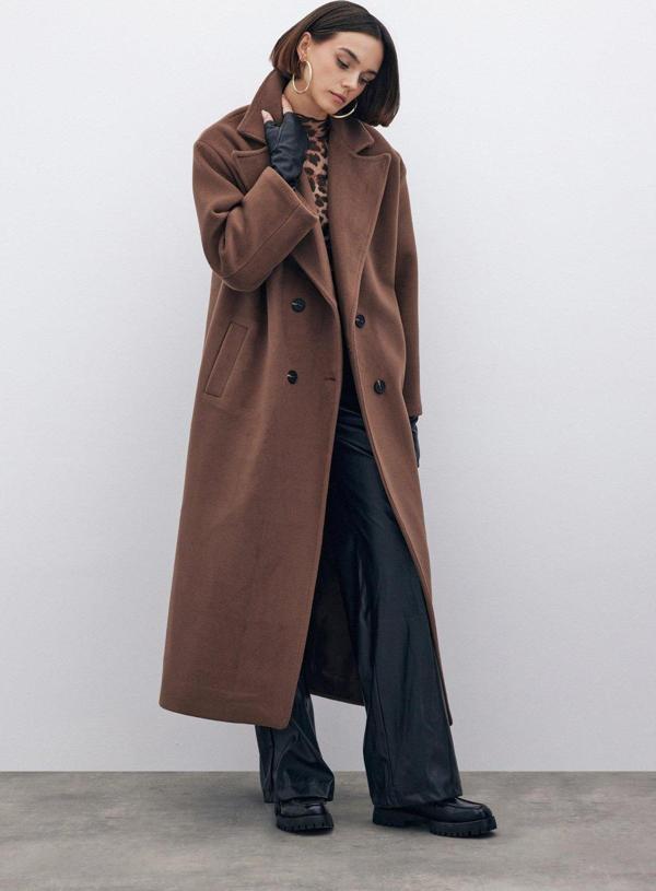 Kruvaze Uzun Kaban - Kahve - Image 1