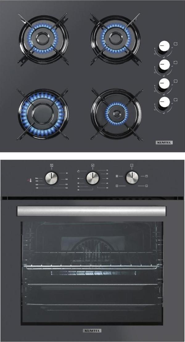 KUMTEL Antrasit 2\'li Ankastre Cam Set(Fırın ve Ocak) - Image 1