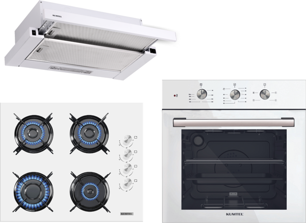 KUMTEL Beyaz Aspiratörlü Turbo Ankastre Set - Image 1