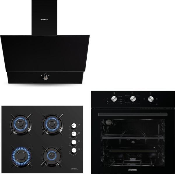 KUMTEL Dizayn Siyah Cam Ankastre Set - Image 1