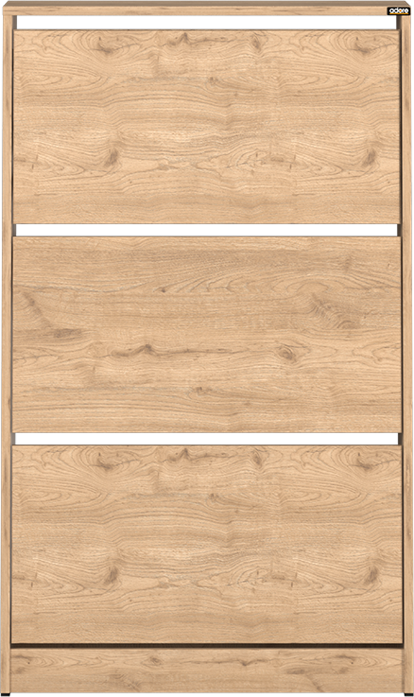 Flat Duo 3 Katlı Geniş Ayakkabılık - Florida Meşe 73x119x26 cm - Image 1