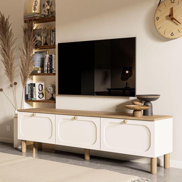 1280 Monza 180 Cm (Membran MDF Kapaklı) Bohem Tv Ünitesi Sepet-Beyaz - Image 1