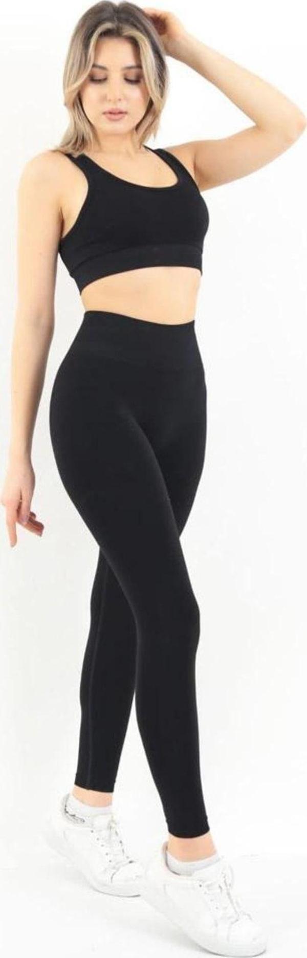 Zeynos Giyim Spor Seamless Tayt Takımı Siyah S-M - Image 1