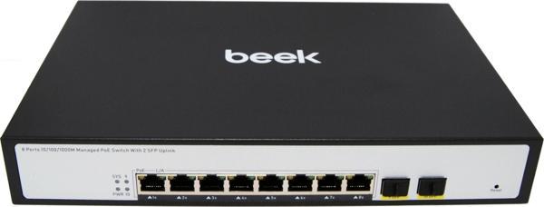 Beek L2 Yönetilebilir PoE Switch 8 x 10/100/1000Mbps IEEE802.3af/at PoE+ port (Port başına 30.8 watt) (PoE Güç Bütçesi m - Image 1