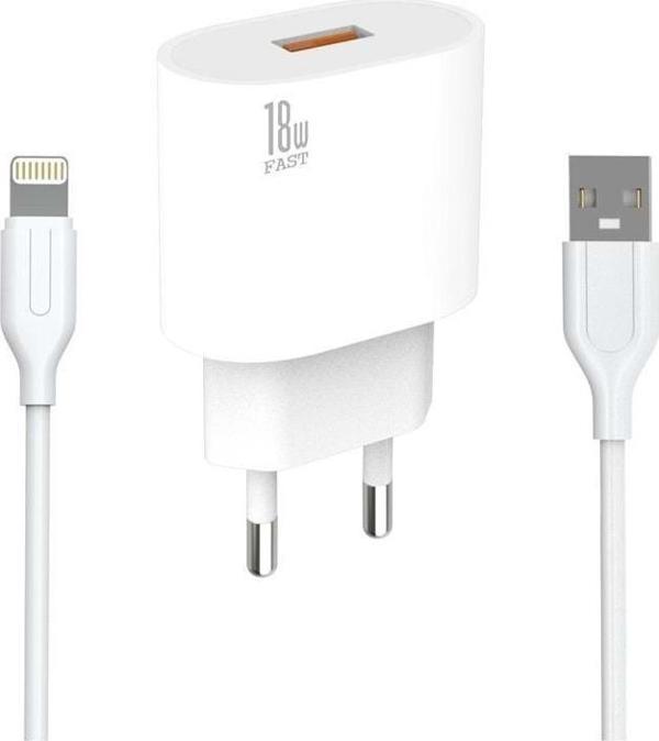 PDAteknoloji Yetty Lightning 2 in 1 Hızlı Şarj Cihazı + Lightning Kablo Beyaz YT-10L (Yerli Üretim) - Image 1