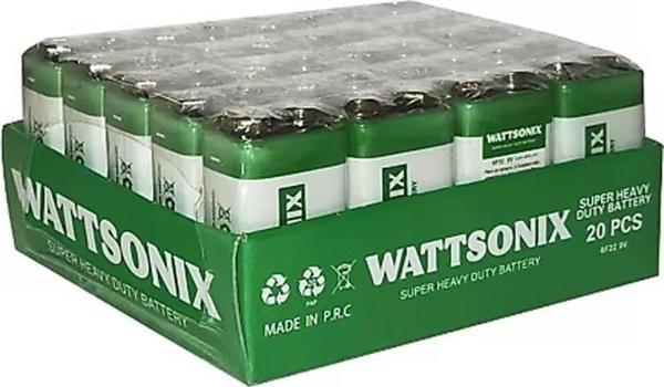 Wattsonix Çinko Karbon 6F22 9 Volt Pil (20'li Paket) - Image 1