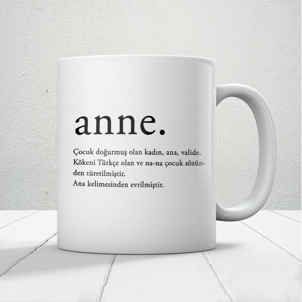 Anne Kelime Anlamı Baskılı Anneler Günü Hediyelik Kupa - Image 1