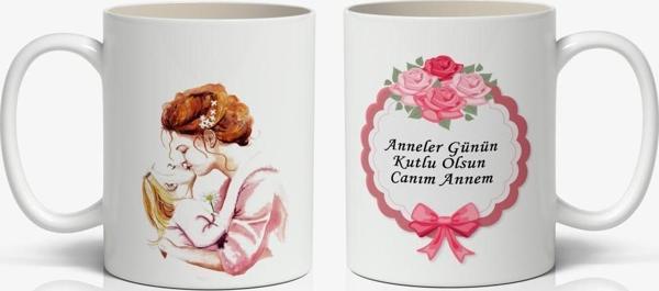 Anneler Günün Kutlu Olsun Canım Annem Yazılı Hediyelik Kupa 1 Adet - Image 1