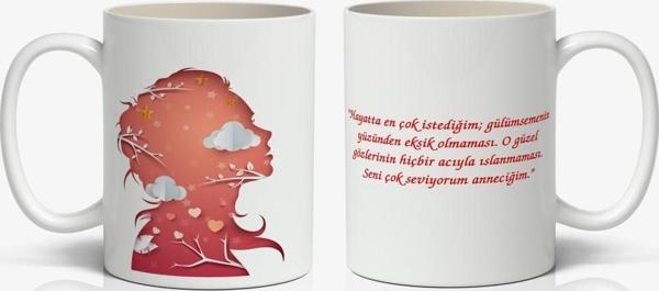 Anneye Özel Mesajlı 1 Adet Sevginizi Yansıtan Anneler Günü Hediyelik Kupa - Image 1