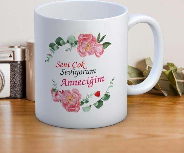 Seni Çok Seviyorum Anneciğim Baskılı Anneler Günü Hediyelik Kupa Mod2 - Image 1